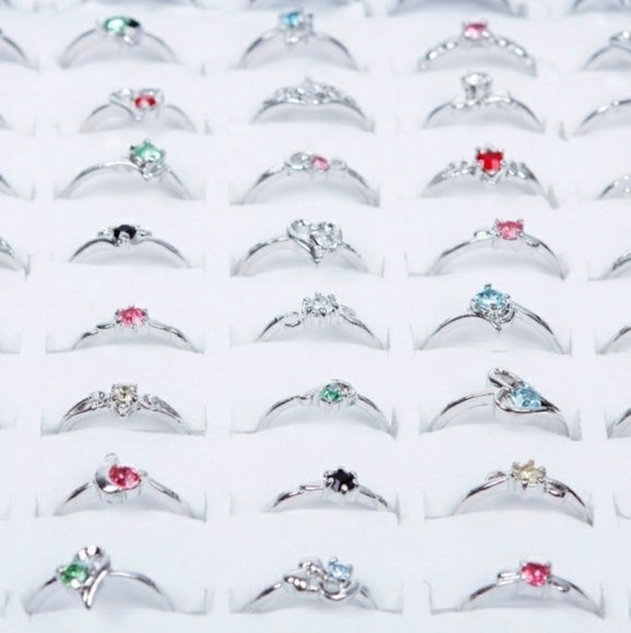 30pcs Silver Rhinestone Rings - Picture 4 of 4